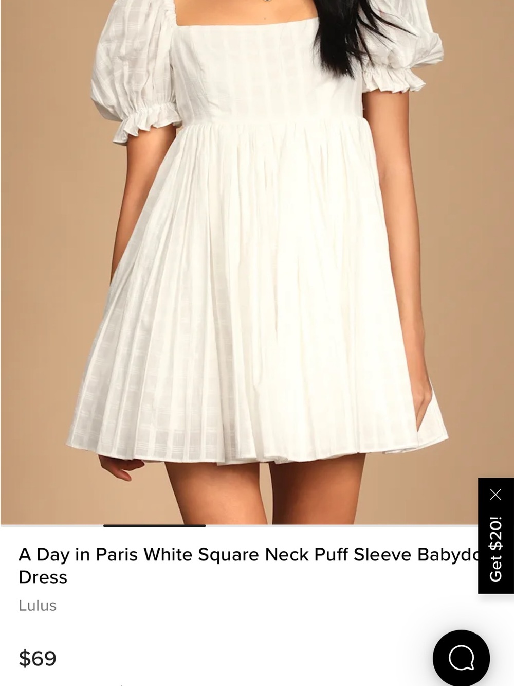 A day in Paris Lulus White Puff-Sleeve Babydoll Dress